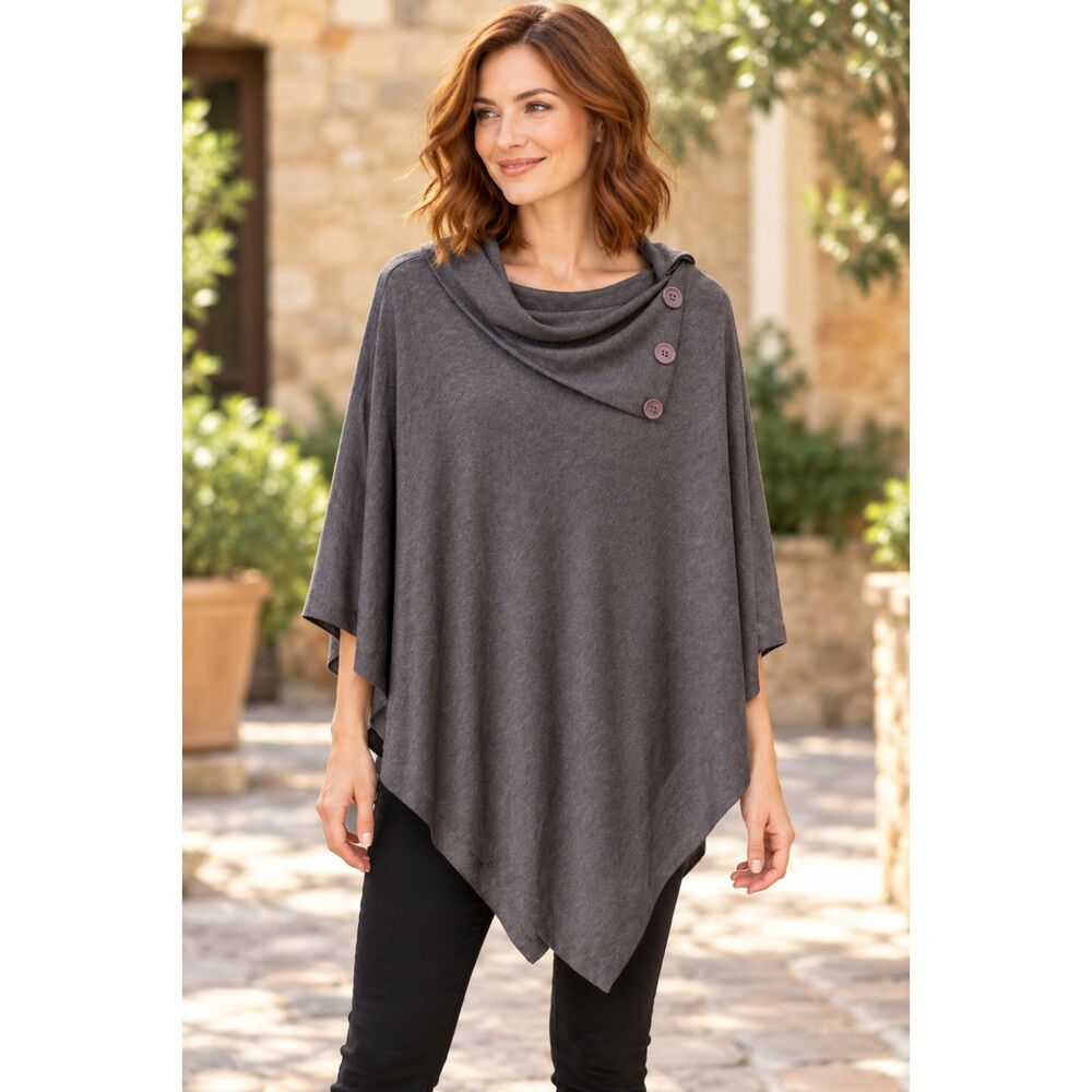 Kate & Mallory Charcoal Gray Poncho